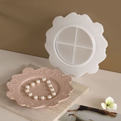European style ins relief pattern storage bowl silicone mold DIY mirror drip glue dish gypsum mold