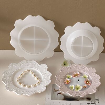 European style ins relief pattern storage bowl silicone mold DIY mirror drip glue dish gypsum mold