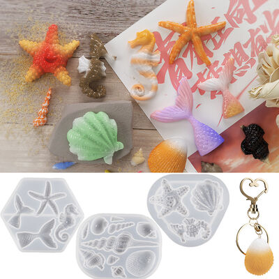 Crystal dropper DIY ocean shell starfish conch seahorse tail pendant silicone mold