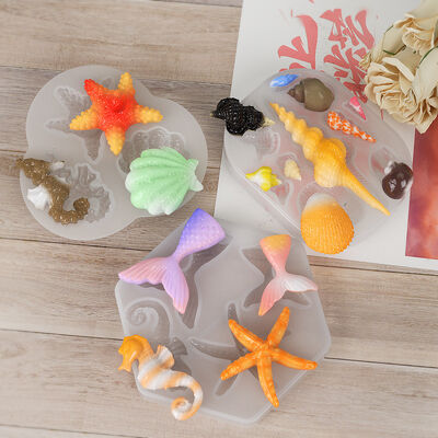Crystal dropper DIY ocean shell starfish conch seahorse tail pendant silicone mold