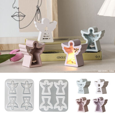 4-in-a-row Angel Atmosphere Lamp Silicone Mold Angel Pendant Dropping Glue Jewelry Pendant Aromatherapy Gypsum Mold