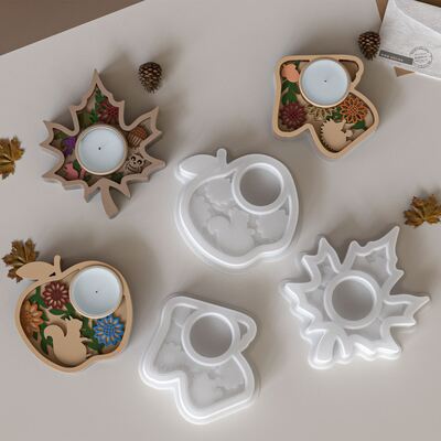 DIY Aromatherapy Gypsum Maple Leaf Mushroom Apple Relief Pattern Candlestick Pendulum Silicone Mold