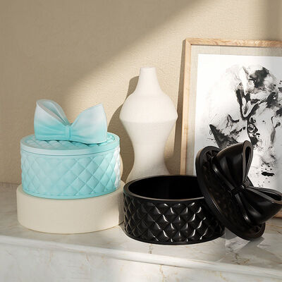 DIY Crystal Dropping Resin Gypsum Leather Pattern Grid Bow Storage Box Jewelry Platform Silicone Mold