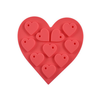 Drip glue DIY resin perforated heart-shaped pendant earrings silicone mold love Valentine's Day chocolate grinder
