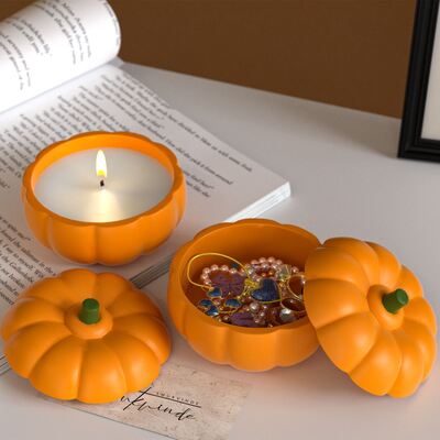 Halloween Simple Dropping Plaster Pumpkin Storage Box Silicone Mold DIY Aromatherapy Candle Cup Mold
