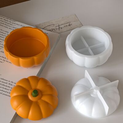 Halloween Simple Dropping Plaster Pumpkin Storage Box Silicone Mold DIY Aromatherapy Candle Cup Mold