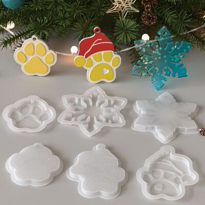 Dropping Resin Aromatherapy Gypsum Christmas Snowflake Love Hat Cat Claw Pendant Hanging Silicone Mold