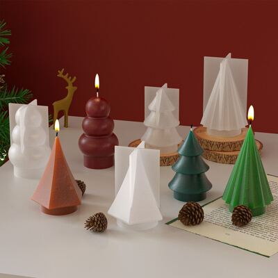Aromatherapy gypsum resin Christmas tree ornament silicone mold DIY Christmas tree candle mold