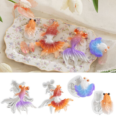 Crystal Drip Glue DIY Goldfish Koi Earrings Pendant Keychain Fish Tank Landscape Carp Silicone Mold