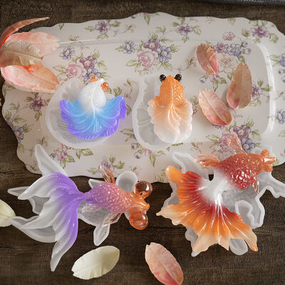 Crystal Drip Glue DIY Goldfish Koi Earrings Pendant Keychain Fish Tank Landscape Carp Silicone Mold