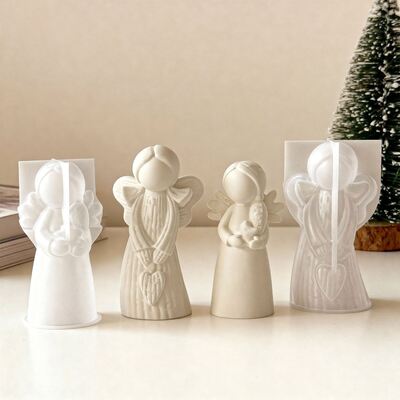 Cross border Angel Wings Girl Silicone Mold DIY Smooth Striped Angel Candle Gypsum Mold