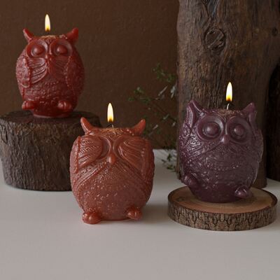 DIY aromatherapy plaster covers the eyes, mouth, and ears, not looking, not listening, not speaking, owl candles, silicone molds