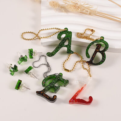 DIY crystal drop glue jewelry English letter pendant earrings keychain pendant silicone mold wholesale