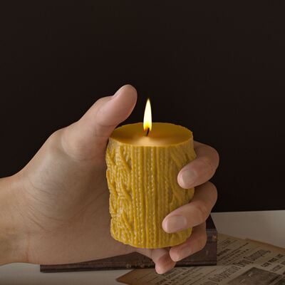 Cylindrical sweater pattern table silicone mold DIY aromatherapy gypsum yarn weaving pattern candle mold