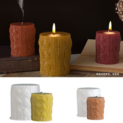 Cylindrical sweater pattern table silicone mold DIY aromatherapy gypsum yarn weaving pattern candle mold