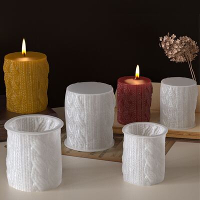 Cylindrical sweater pattern table silicone mold DIY aromatherapy gypsum yarn weaving pattern candle mold
