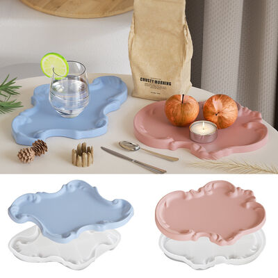 DIY Drip Glue Gypsum Cement European Lace Relief Tray Dish Storage Tray Decoration Silicone Mold