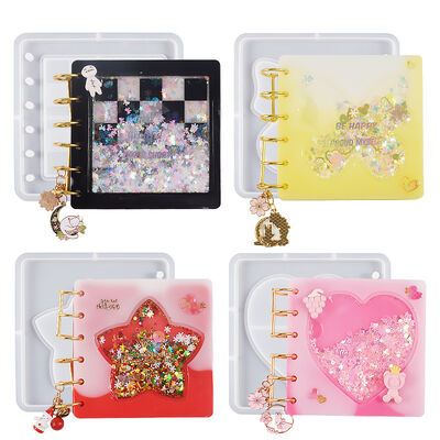 Crystal Drip Glue Flowing Sand Notebook Mold Flowing Sand Star Love Chessboard Pattern Notebook No Seal Silicone Grinding