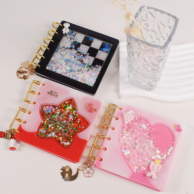 Crystal Drip Glue Flowing Sand Notebook Mold Flowing Sand Star Love Chessboard Pattern Notebook No Seal Silicone Grinding