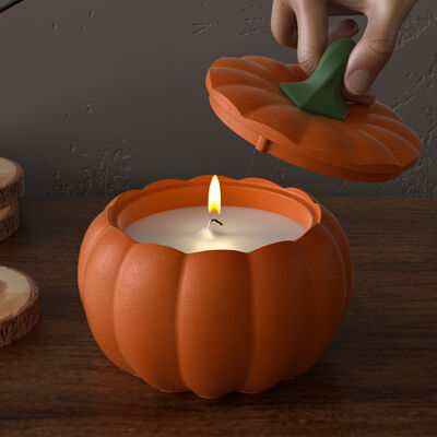 Large Aromatherapy Gypsum Resin Pumpkin Storage Box Silicone Mold DIY Halloween Candle Cup Mold