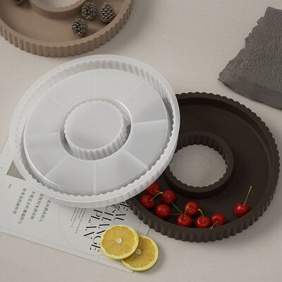 DIY Glue Drop Mirror Stripe Storage Tray Cement Gypsum Hollow Tray Dish Silicone Mold