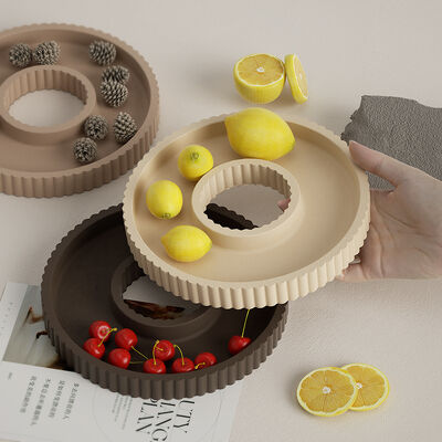DIY Glue Drop Mirror Stripe Storage Tray Cement Gypsum Hollow Tray Dish Silicone Mold