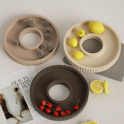 DIY Glue Drop Mirror Stripe Storage Tray Cement Gypsum Hollow Tray Dish Silicone Mold