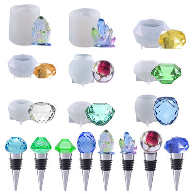 DIY crystal dropper mold, bottle stopper dropper jewelry, crystal gemstone crystal cluster silicone mold