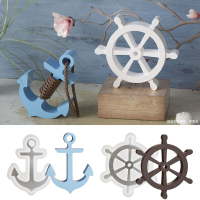 Crystal jewelry large pendant drip glue mold DIY boat rudder anchor gypsum ornament silicone mold wholesale