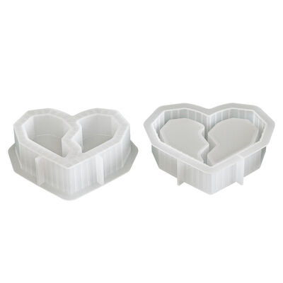 Two grid heart-shaped silicone mold DIY smooth striped heart-shaped candle cup storage box gypsum mold
