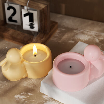 Cute bunny candle holder silicone mold DIY gypsum bunny candle cup storage jar dropper mold