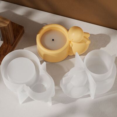 Cute bunny candle holder silicone mold DIY gypsum bunny candle cup storage jar dropper mold