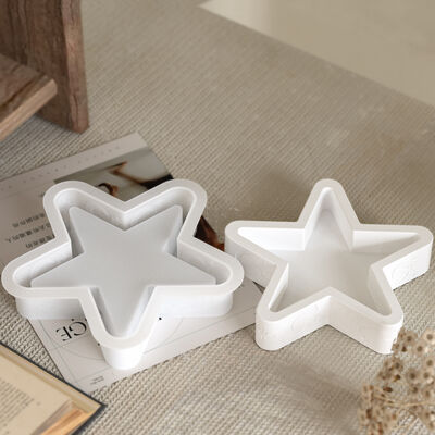 Star Moon Gypsum Ornament Tray Silicone Mold DIY Five pointed Star Candlestick Dish Dropping Mold