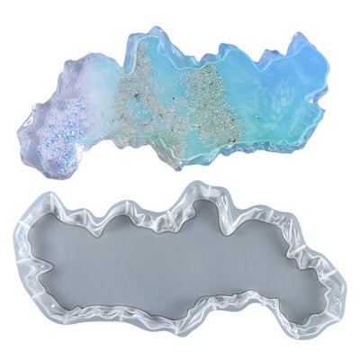Molde de bandeja de gotero de cristal de bricolaje con patrones de cristal irregulares, mesa oscilante larga y molde de silicona para partes decorativas