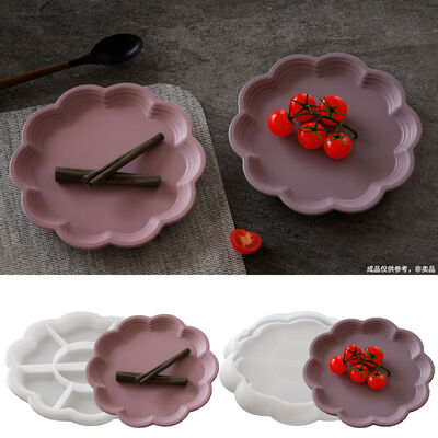 DIY crystal dropper mirror striped lace storage dish aromatherapy gypsum plate decoration silicone mold