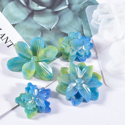 DIY crystal dropper resin grinding tool, multiple 3D crown flower petal patch pendant silicone molds