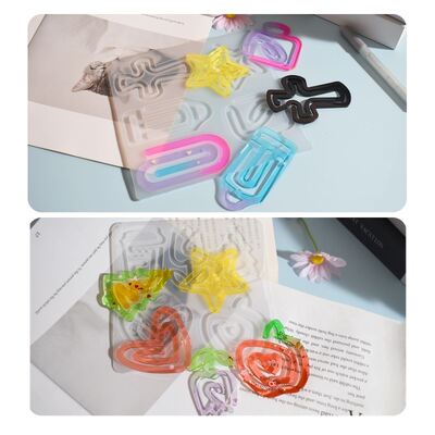 DIY dropper resin paper clip silicone mold, heart-shaped flower pentagram cross buckle mold