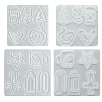 DIY dropper resin paper clip silicone mold, heart-shaped flower pentagram cross buckle mold