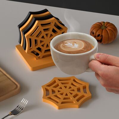 Aromatherapy gypsum spider web cup bottom seat silicone mold DIY Halloween decoration ornament dropper mold