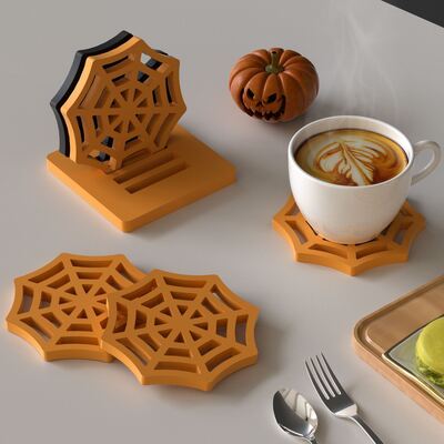 Aromatherapy gypsum spider web cup bottom seat silicone mold DIY Halloween decoration ornament dropper mold