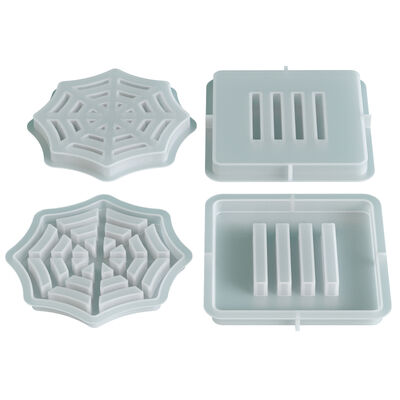Aromatherapy gypsum spider web cup bottom seat silicone mold DIY Halloween decoration ornament dropper mold
