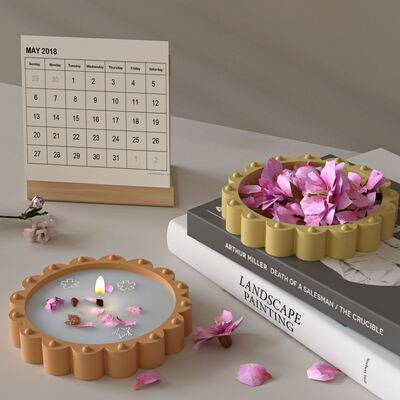 Aromatherapy gypsum cement drip glue circular bead lace tray silicone mold DIY storage tray mold