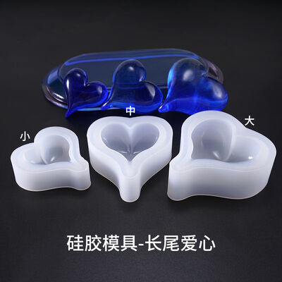 Crystal dropper mold DIY jewelry long tail heart high brightness three types of heart silicone molds, large, medium and small