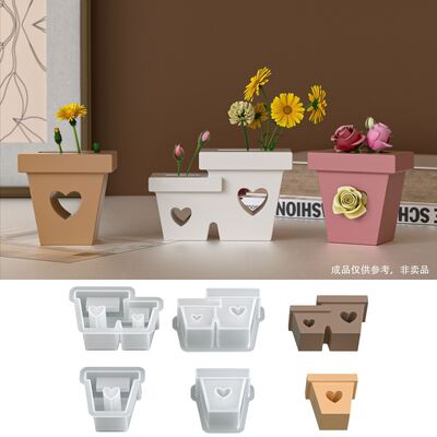 DIY Aromatherapy Gypsum Hollow Heart Flower Pot Silicone Mold Dry Flower Arrangement Flower Basket Pendant Dropping Mold