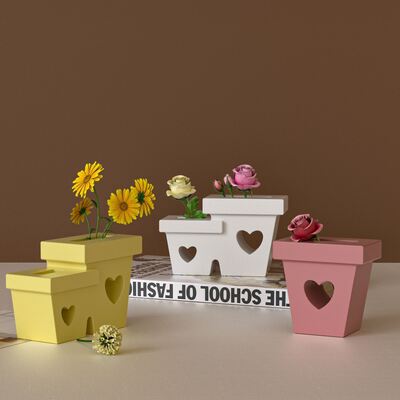 DIY Aromatherapy Gypsum Hollow Heart Flower Pot Silicone Mold Dry Flower Arrangement Flower Basket Pendant Dropping Mold