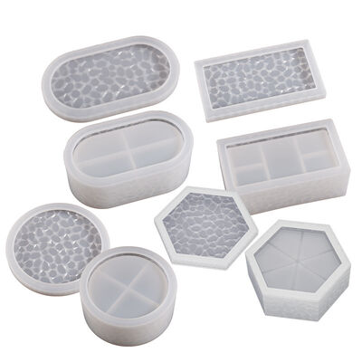 DIY Resin Diamond Storage Box Mould Rectangular Oval Hexagonal Stackable Storage Jar Silicone Mold