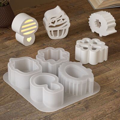 Silicone mold for four link hollow ornament DIY hedgehog mushroom cake with four leaf clover silhouette gypsum mold
