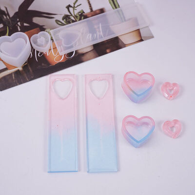 DIY crystal dropper mold heart-shaped box hollow pendant bookmark mold hanging decoration silicone mold
