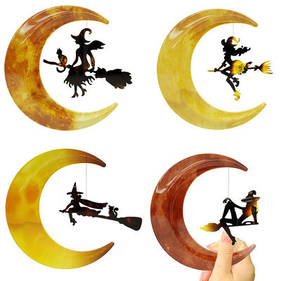 Cola de goteo de cristal Luna herramienta para colgar brujas Halloween montando una escoba bruja colgando etiqueta Molde de silicona