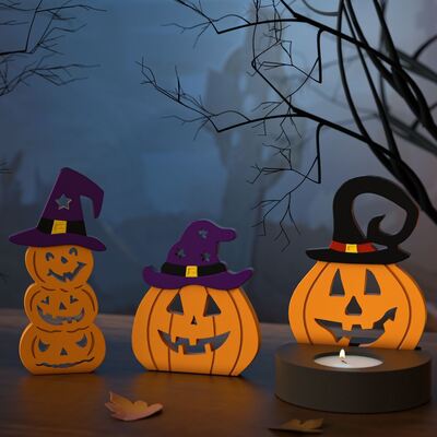 Halloween Hat Pumpkin Devil Pumpkin Triple Connection Pumpkin Candlestick Plugin Pendant Hanging Silicone Mold